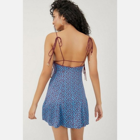 Free People Kai Mini Dress Print Tie Strap Low Back Backless Sundress Summer Sun - Picture 5 of 12